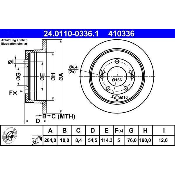 Ate 24.0110-0336.1 - Oe 58411 3L000 Disco Freno Per Opirus (Gh), Grandeur (Tg)-image