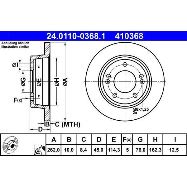 Ate 24.0110-0368.1 - Oe 58411 3X300 Disco Freno Per Elantra (Md, Ud), Elantra (Ad), Kona (Os), Veloster (Fs), Cerato (Yd), Cerato (Bd), Seltos (SP2, SP2I), Soul Ii (Ps), Soul Iii (SK3)-image