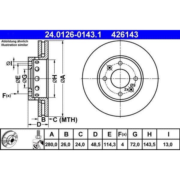 Ate 24.0126-0143.1 - Oe 0K2FA 33 251 Disco Freno Per Carens Ii (Fj)-image