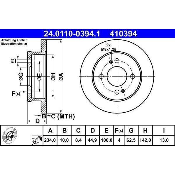 Ate 24.0110-0394.1 - Oe 58411 B4300 Disco Freno Per I10 (Ba, Ia), I10 (AC3, AI3)-image