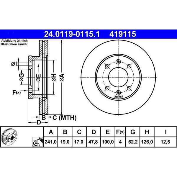 Ate 24.0119-0115.1 - Oe 51712 1C000 Disco Freno Per Getz (Tb)-image