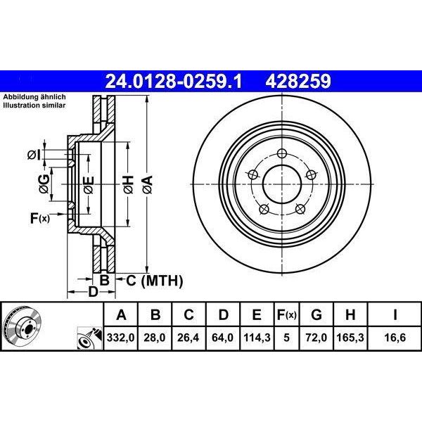 Ate 24.0128-0259.1 - Oe 0 4779 599AB Disco Freno Per Cherokee (Kk)-image