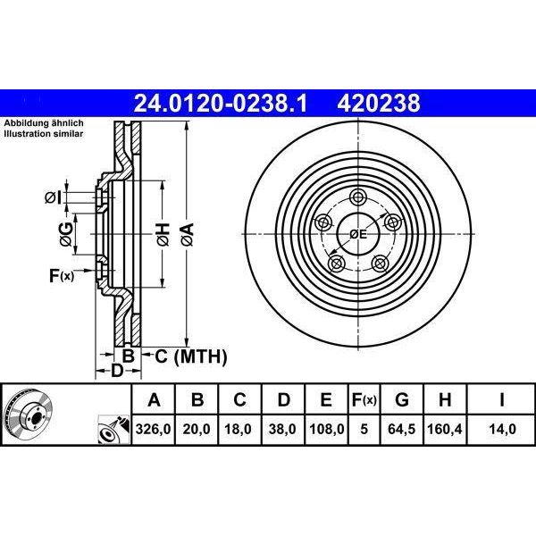 Ate 24.0120-0238.1 - Oe C2C 25339 Disco Freno Per S-Type (X200), Xf (X250), Xj (X350, X358), Xj (X351)-image