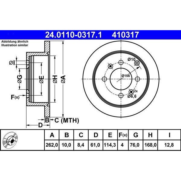 Ate 24.0110-0317.1 - Oe 58411 38310 Disco Freno Per Matrix (Fc), Sonata Iv (Ef), Magentis-image
