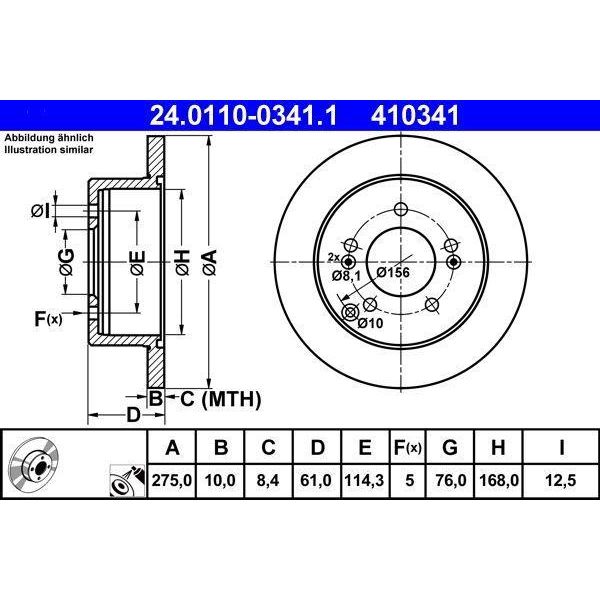 Ate 24.0110-0341.1 - Oe 58411 1D000 Disco Freno Per Carens Iii (Un)-image