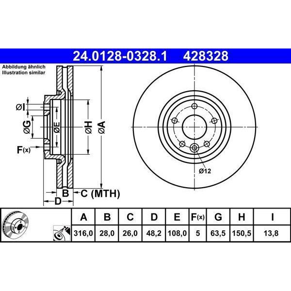 Ate 24.0128-0328.1 - Disco Freno Oe T4N 1799 Per Xe (X760)-image