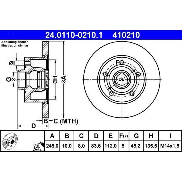 Ate 24.0110-0210.1 - Oe 8D0 615 601 B Disco Freno Per A4 (8D)-image