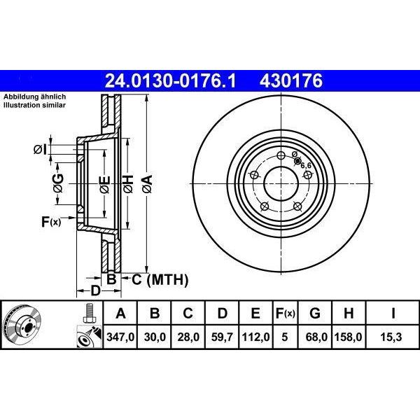 Ate 24.0130-0176.1 - Oe 4F0 615 301 G Disco Freno Per A6 (4F)-image