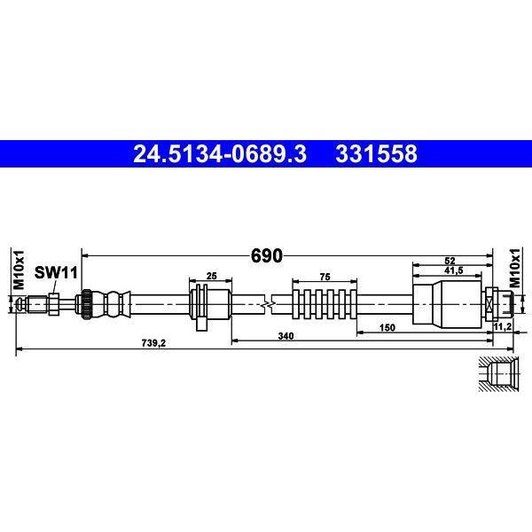 Ate 24.5134-0689.3 - Oe 34 30 6 787 512 Tubo Freno Per X3 (F25), X4 (F26)-image