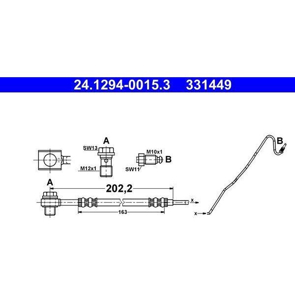 Ate 24.1294-0015.3 - Tubo Freno Oe 6R0 611 764 A Per A1 (8X), Ibiza (6J, 6P), Polo (6C, 6R)-image