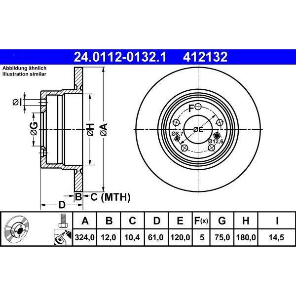 Ate 24.0112-0132.1 - Oe 34 21 1 159 900 Disco Freno Per Serie 7 (E38)-image