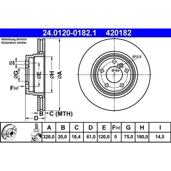 Ate 24.0120-0182.1 - Oe 34 21 1 160 233 Disco Freno Per Serie 7 (E38), Z8 (E52)-image