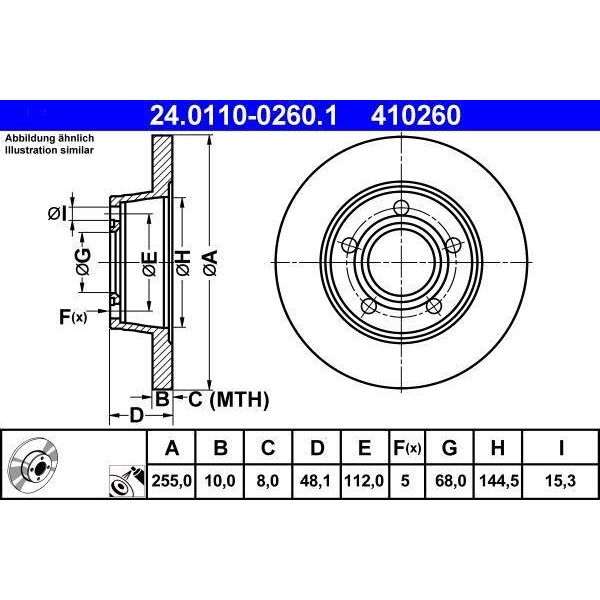 Ate 24.0110-0260.1 - Oe 4B0 615 601 B Disco Freno Per A6 (4B)-image
