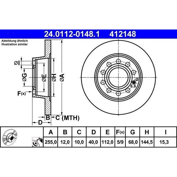 Ate 24.0112-0148.1 - Oe 8E0 615 601 Q Disco Freno Per A4 (8E), A4 (8H), Exeo (3R)-image