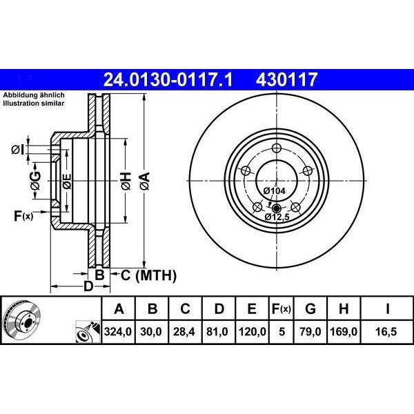 Ate 24.0130-0117.1 - Oe 34 11 6 750 265 Disco Freno Per Serie 7 (E65)-image