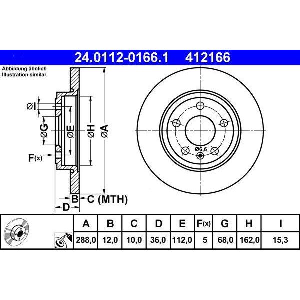 Ate 24.0112-0166.1 - Oe 8E0 615 601 M Disco Freno Per A4 (8E), A4 (8H), Exeo (3R)-image