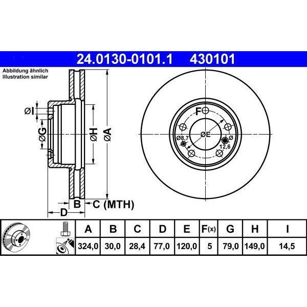 Ate 24.0130-0101.1 - Oe 34 11 1 159 916 Disco Freno Per Serie 7 (E38), Serie 5 (E39)-image