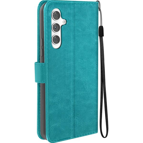 Mayaxess, Custodia A Portafoglio Samsung Galaxy A54 5G Funzione Stand Con Cinturino A Mano, Blu Turchese-image