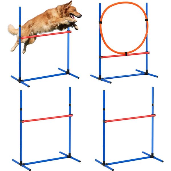 Vevor Attrezzatura Per L'addestramento All'agilità Dei Cani, Set Da 4 Pezzi - Ostacoli Alti Regolabili E Anello Di Salto, Set Di Partenza Per Il Percorso Ad Ostacoli Dei Cuccioli Con Borsa Per La Conservazione Delle Aste-image