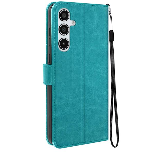 Mayaxess, Custodia A Portafoglio Samsung Galaxy A35 5G Funzione Stand Con Cinturino A Mano, Blu Turchese-image