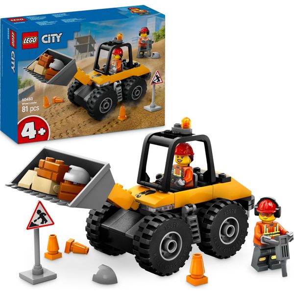 Lego City Wheel Loader - Escavatore Giocattolo Per Bambini, Bambine E Ragazzi Dai 4 Anni In Su - Veicolo Giocattolo - Idee Regalo Montessori Per La Scuola Dell'infanzia - Set Con 2 Minifigure Di Operai Edili 60450-image