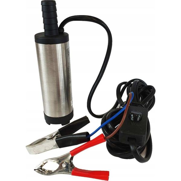 Pompa Elettrica Per Carburante Silver 12V - Diametro 38 Mm, Ideale Per Benzina, Gasolio E Acqua, Portatile Con Filtro Incorporato-image