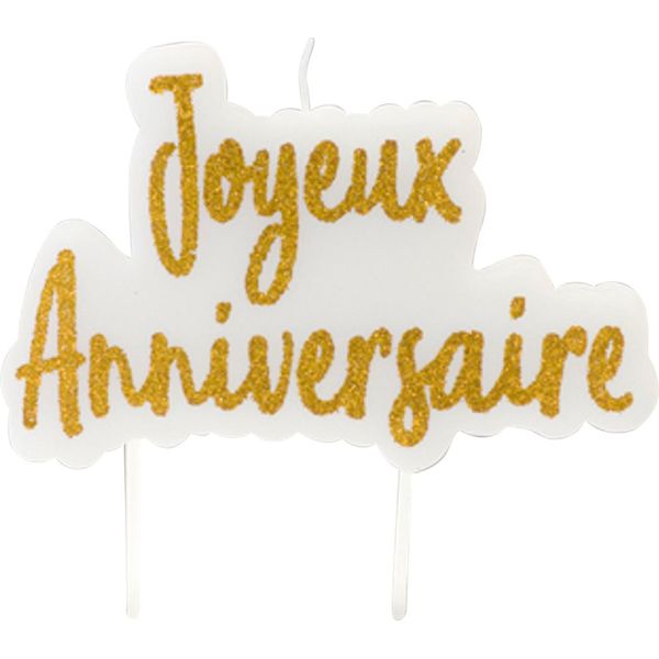 Candela Per Torta Happy Birthday Oro 8 X 5 Cm - Taglia Unica-image