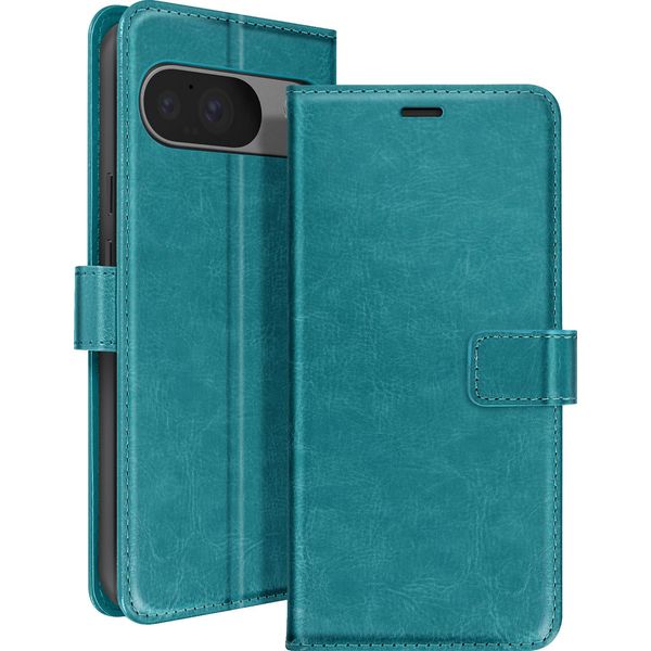 Mayaxess, Google Pixel 9 / 9 Pro Custodia A Portafoglio Funzione Stand Con Cinturino A Mano, Blu Turchese-image