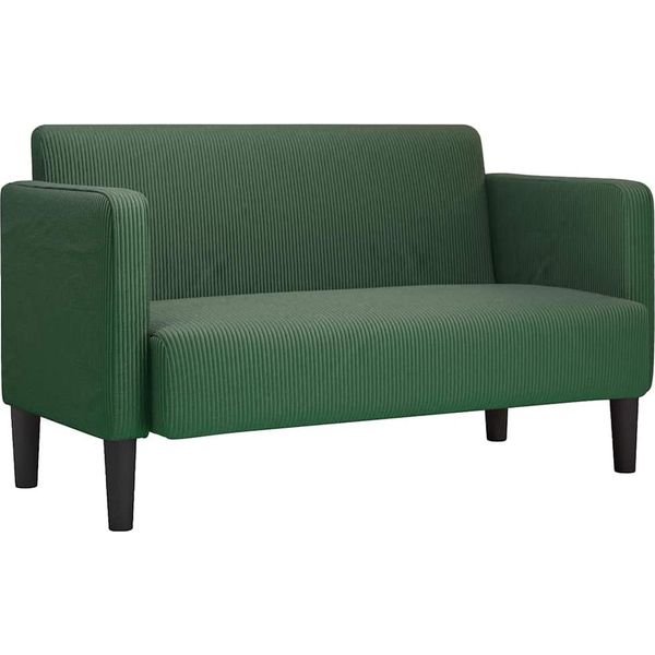 Vidaxl Divano A Due Posti Verde Scuro 109 Cm In Tessuto A Coste-image
