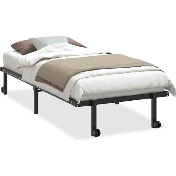 Vidaxl Struttura Letto Senza Materasso Pieghevole Nero 90X190 Cm Acciaio-image