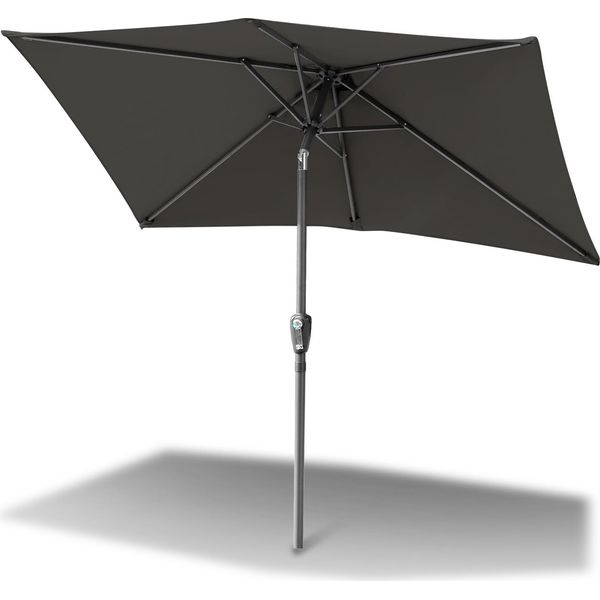 Tolletour Ombrellone Rettangolare, Ombrellone Da Balcone Pieghevole A Manovella In Ferro, Inclinabile, 2 X 3 M, Grigio-image
