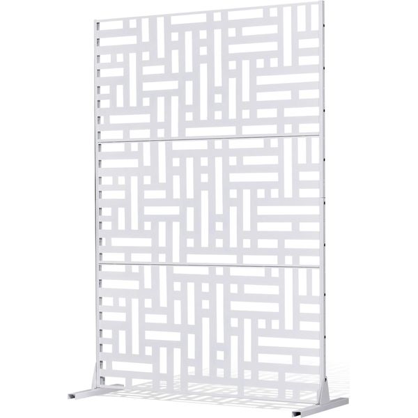 Schermo Vevor, 120X50,8X193 Cm, Parete Divisoria Per Esterni Autoportante Con Supporto, Schermo Per La Privacy, Parete Divisoria, Bianco-image