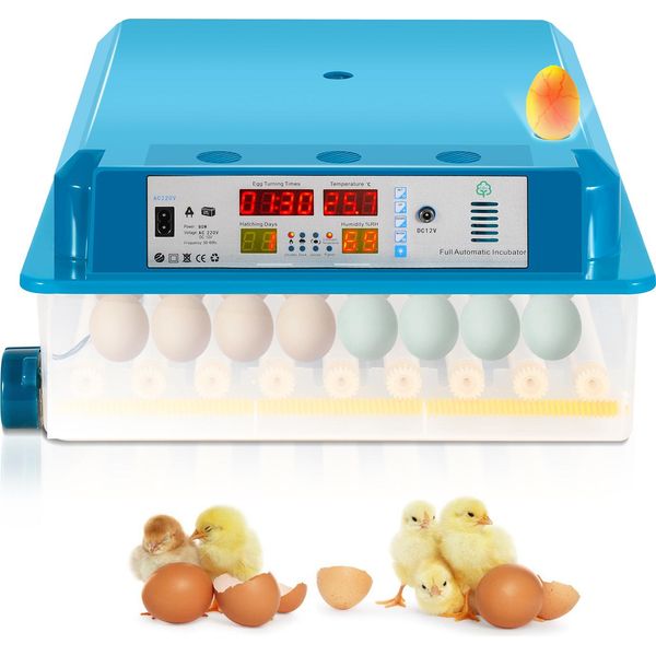 Aopunly Incubatrice Completamente Automatica, Incubatrice 64 Uova Con Display, Incubatrice Di Uova Con Controllo Della Temperatura Per Galline, Oche, Anatre, Piccioni E Quaglie-image