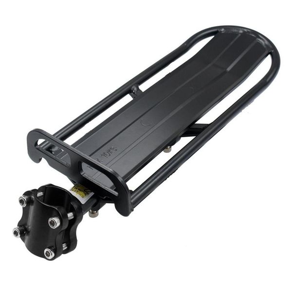Portapacchi Posteriore Per Bicicletta, Montaggio Su Tubo Sella, Alluminio Nero, Per Mtb E City Bike Fino A 10 Kg-image
