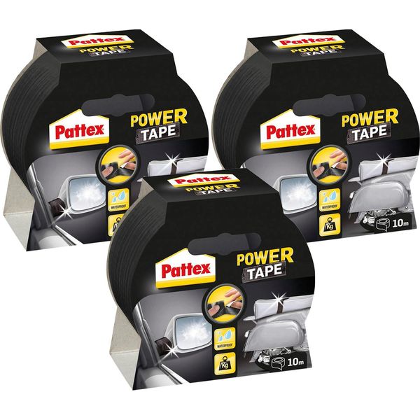 Pattex Power Tape Set 3X Nastro Adesivo 48Mm X 10M Nero Impermeabile Forte-image