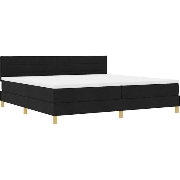 Vidaxl Led Letto A Molle Con Materasso Nero 200 X 200 Cm Tessuto-image