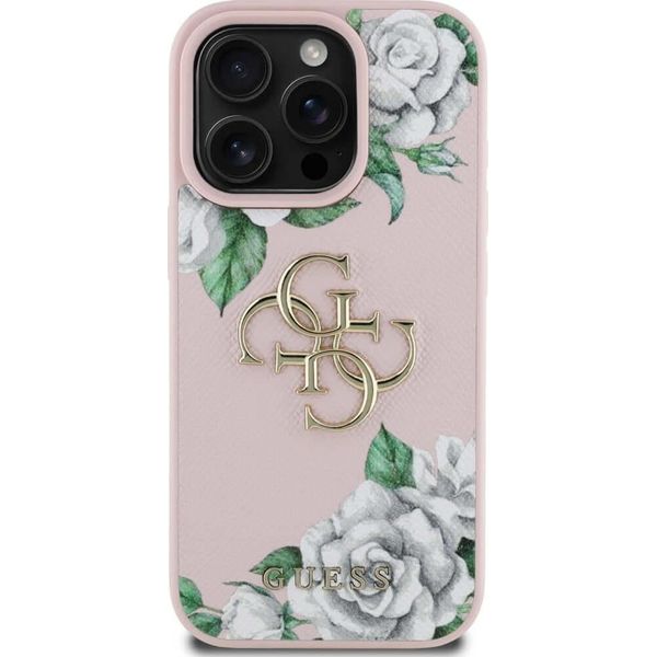 Custodia Guess Grained Roses Big 4G Logo Do Iphone 16 Pro Max RóżOwy-image