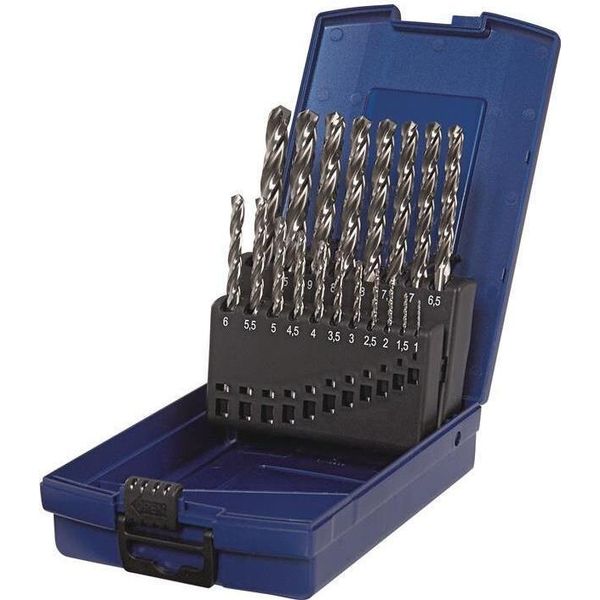 Set Di Punte Elicoidali Din 338 Tipo N Z3 Ø Nominale 1-10X0,5 Mm Hss-Co5 19 Pezzi Cassetta In Plastica-image