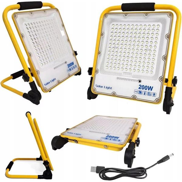 Lampada Alogena Portatile A Led Da 200W A 230V + Cavo Usb Batteria Da Cantiere-image