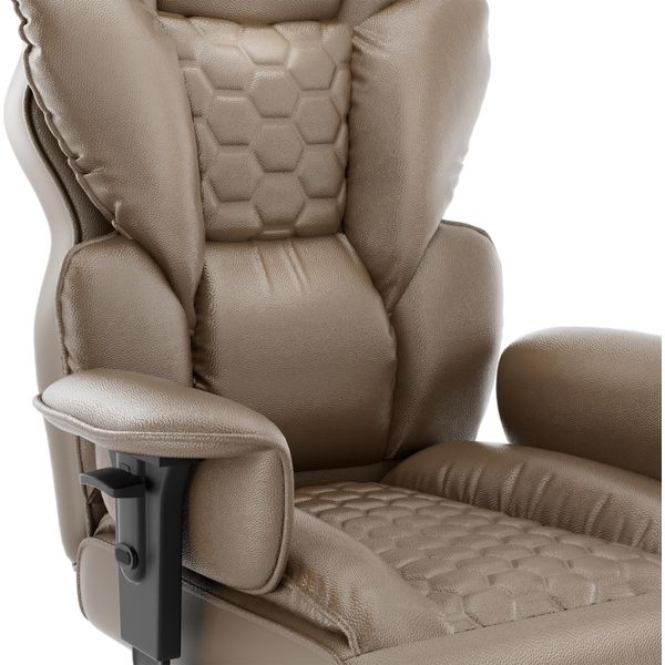Yuenfong Sedia Ergonomica Da Ufficio Con Schienale Alto, In Finto Cuoio Con Poggiapiedi, Sedia Girevole Direzionale Con Braccioli Imbottiti Per Casa E Ufficio (Marrone)-image