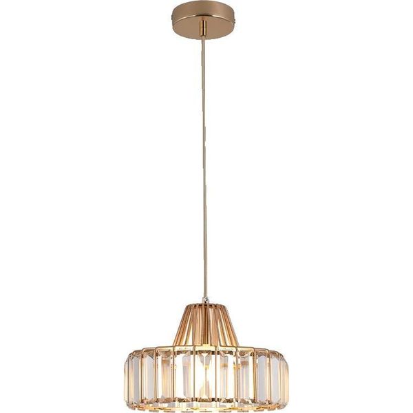 Lampada A Sospensione, Design Moderno In Cristallo, Montaggio A Superficie, D25Cm Oro-image