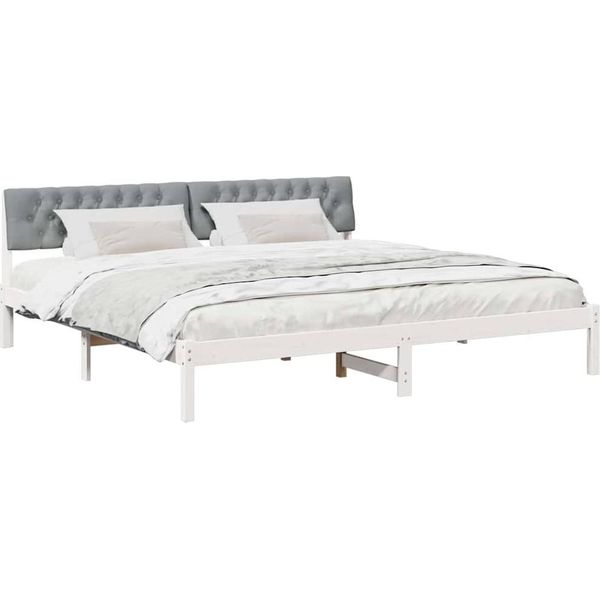 Syfax™ Struttura Del Letto Bianco E Grigio Chiaro 200 X 200 Cm-image