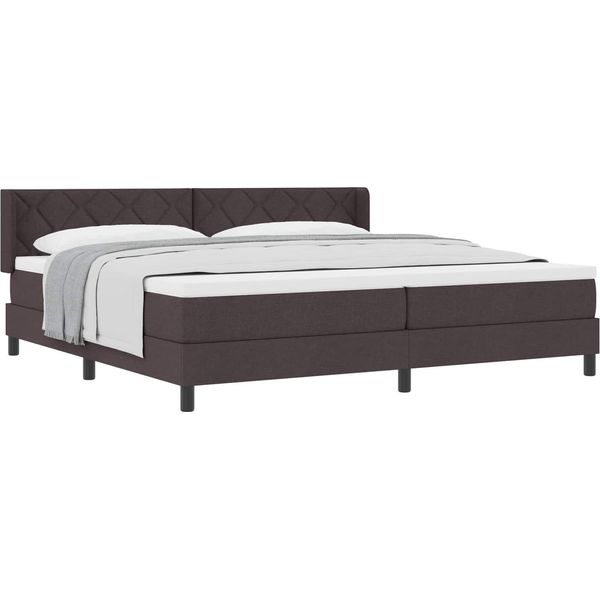 Vidaxl Letto A Molle Con Materasso Marrone Scuro 200 X 200 Cm In Poliestere-image