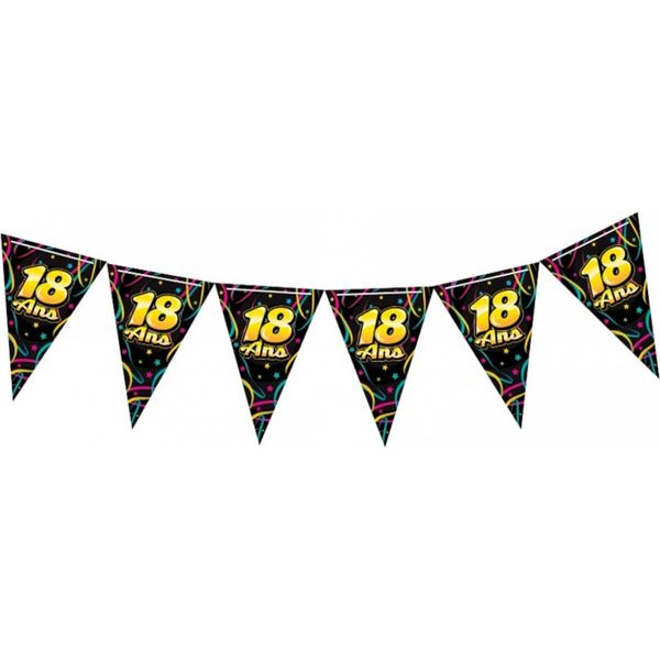 Ghirlanda Di Bandierine 18° Compleanno 6 M Confetti Neri - Taglia Unica-image