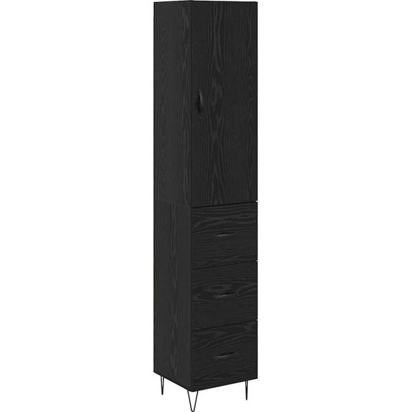 Syfax™ Credenza Rovere Nero 34,5 X 34 X 90 Cm Legno Multistrato-image