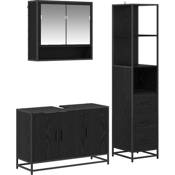 Syfax™ Set Di Mobili Per Il Bagno Con Cassetto 3 Pcs Legno Vecchio-image