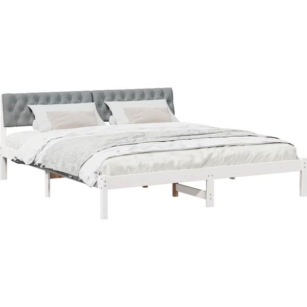 Syfax™ Struttura Del Letto Bianco E Grigio Chiaro 180 X 200 Cm-image