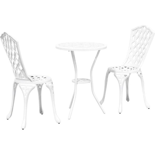 Syfax™ Set Bistro Da Giardino 3 Pcs Bianco Alluminio-image
