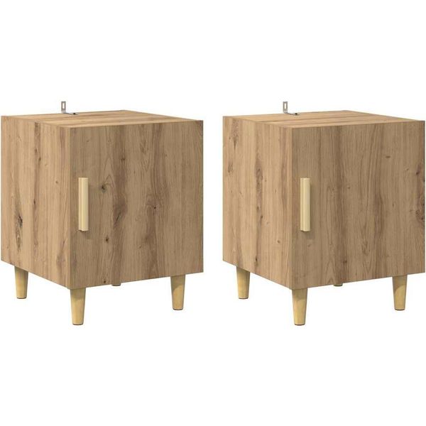 Syfax™ Armadio Da Notte 2 Pcs Rovere Artigianale 40 X 40 X 50 Cm-image