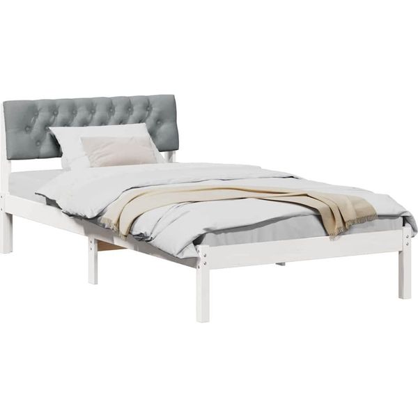 Syfax™ Struttura Del Letto Bianco E Grigio Chiaro 100 X 200 Cm-image